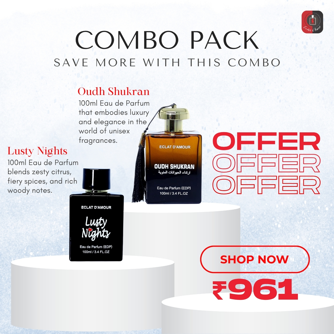 Lusty Nights + Oudh Shukran (2 x 100ml) – Long‑Lasting Unisex